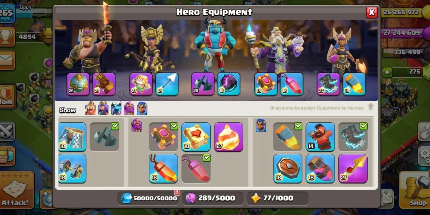 COC562 TH 17 Allmax Sultan Gear Max Heroes 100 100 80 50 Max Troops Spells Pets Strong War Base (G)